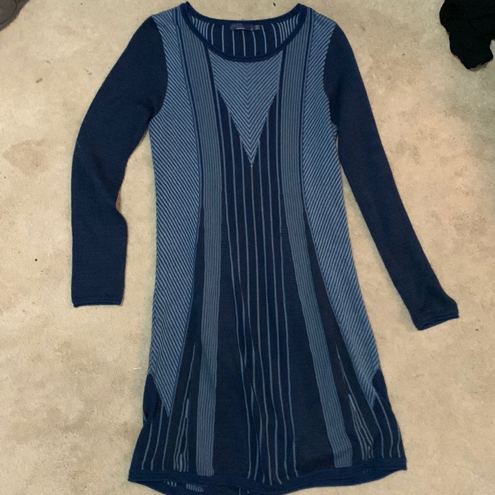 prAna striped dark blue dress, small